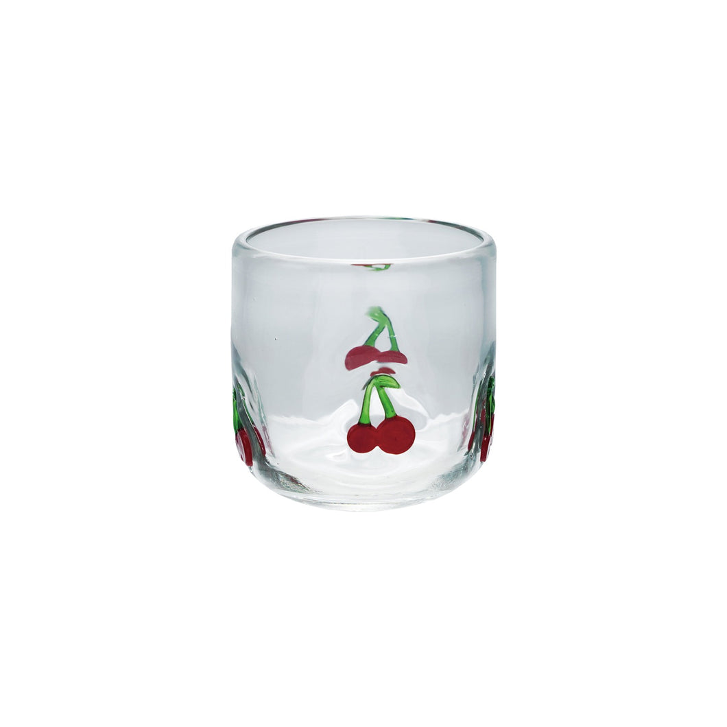 Drinking Glass w Embedded Cherries