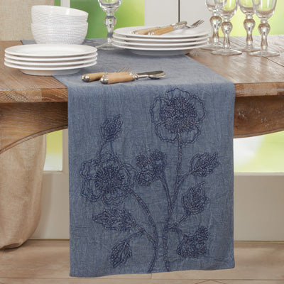 Stone Washed Floral Runner