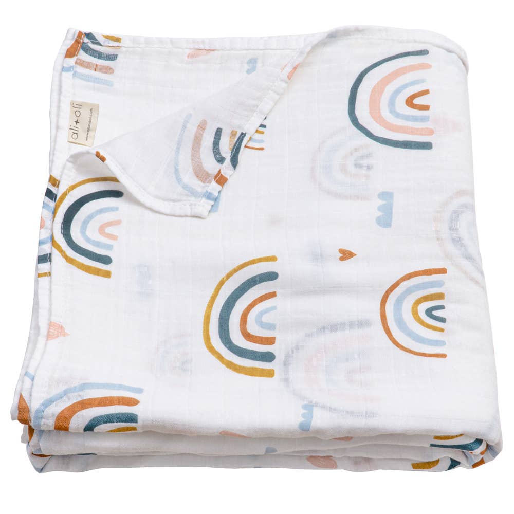 Muslin Swaddle Blanket (Rainbow)