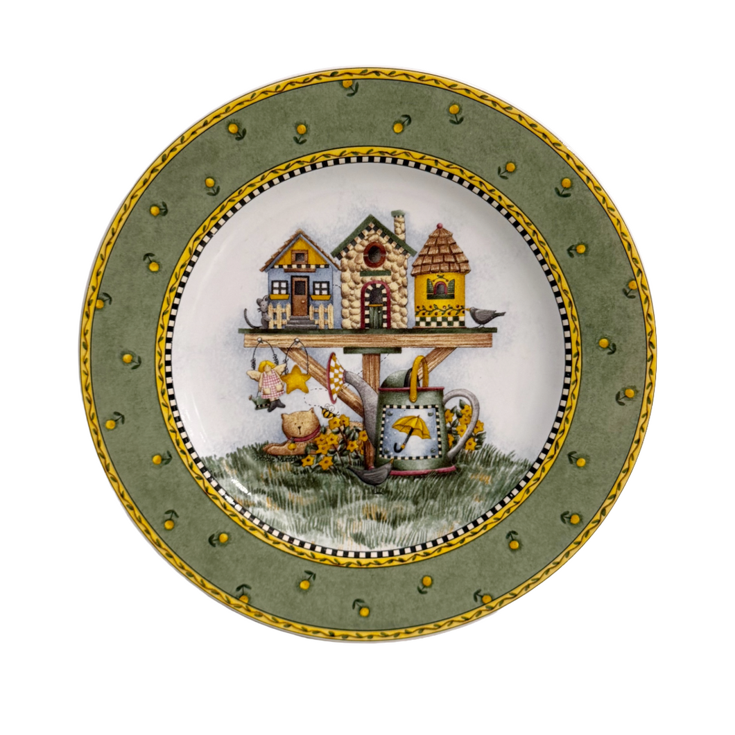 Vintage Whimsical Cottage Garden Decorative Plate