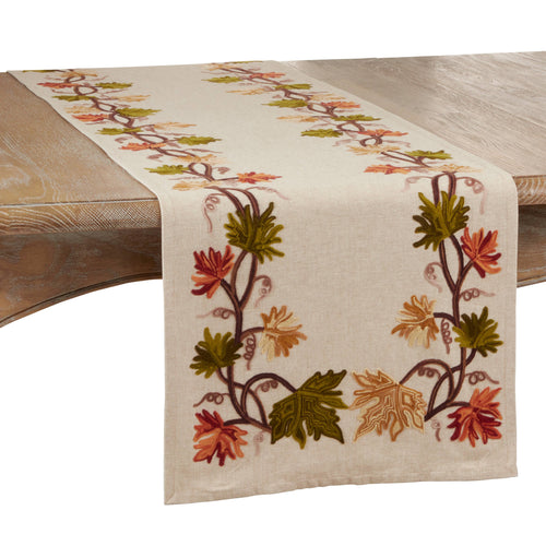 Embroidered Fall Leaf Runner 16
