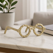 Gold Metal Abstract Round Glasses