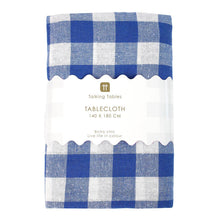 Blue & White Fabric Gingham Tablecloth