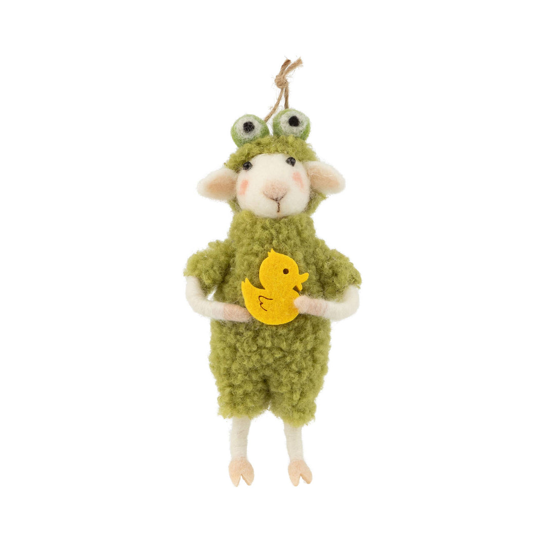 Felt Lamb in Frog Costume