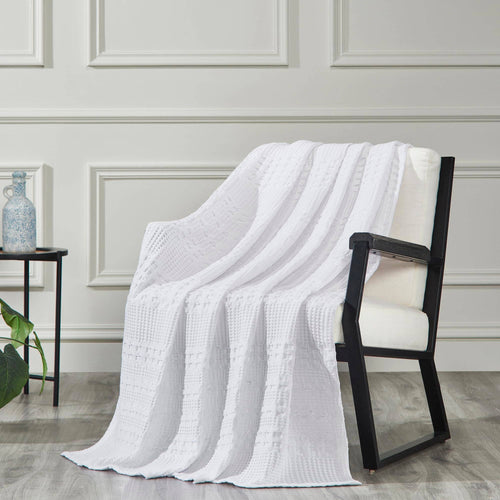 Waffle Weave White Throw 50x60