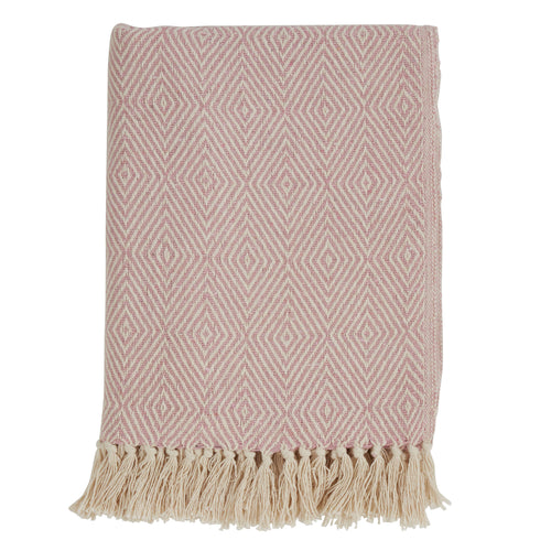 Soft Cotton Diamond Weave Throw: Pink