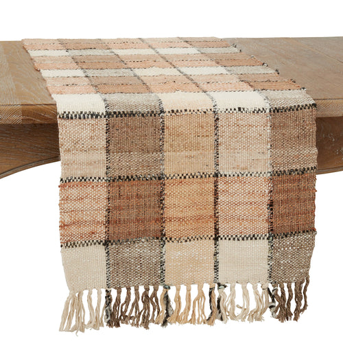 Natural Checkered Table Runner 16