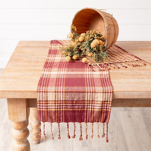 Burgundy and Mustard Plaid Reversible Runner