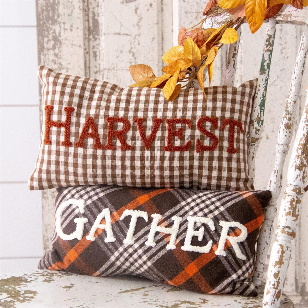 Gather, Harvest Plaid Pillow
