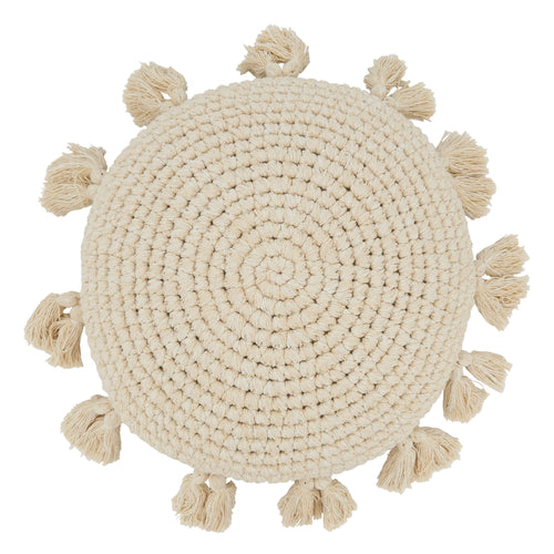 Boho Bliss Tassel Round Throw Pillow