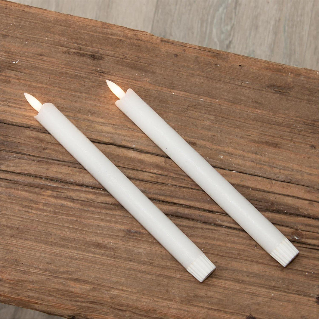 White Flameless Taper Candle Set