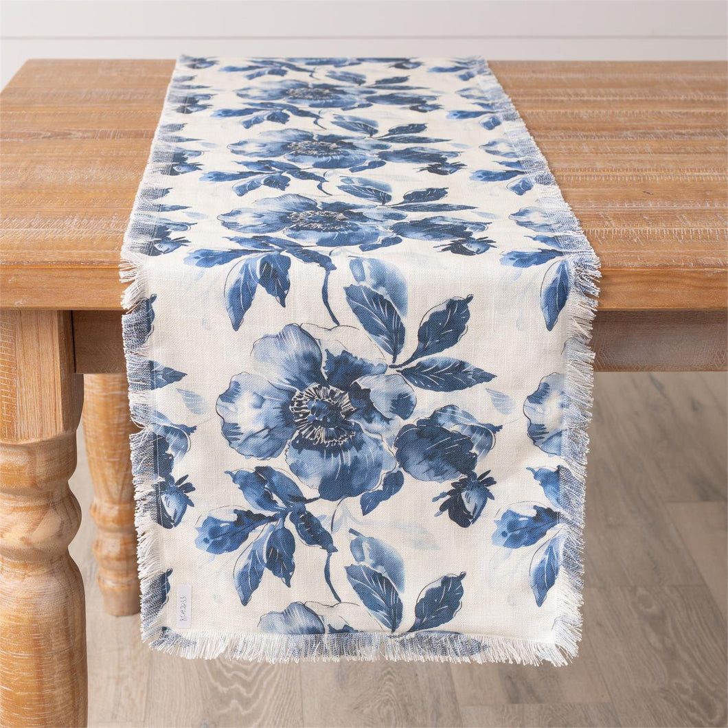 Blue Floral Table Runner