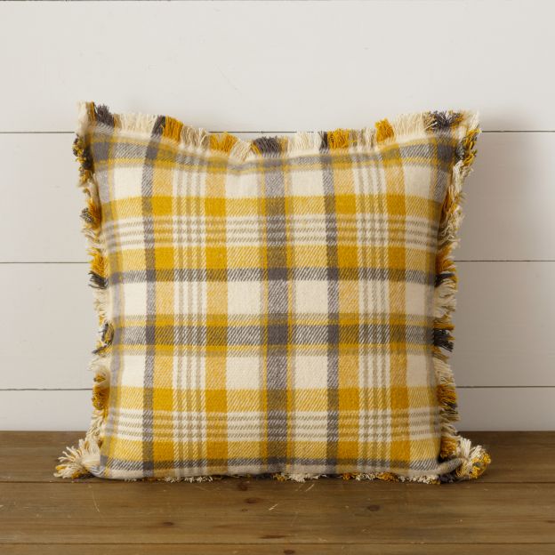 Mustard And Gray Flannel Pillow