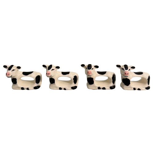 Ceramic Cow Napkin Ring Set