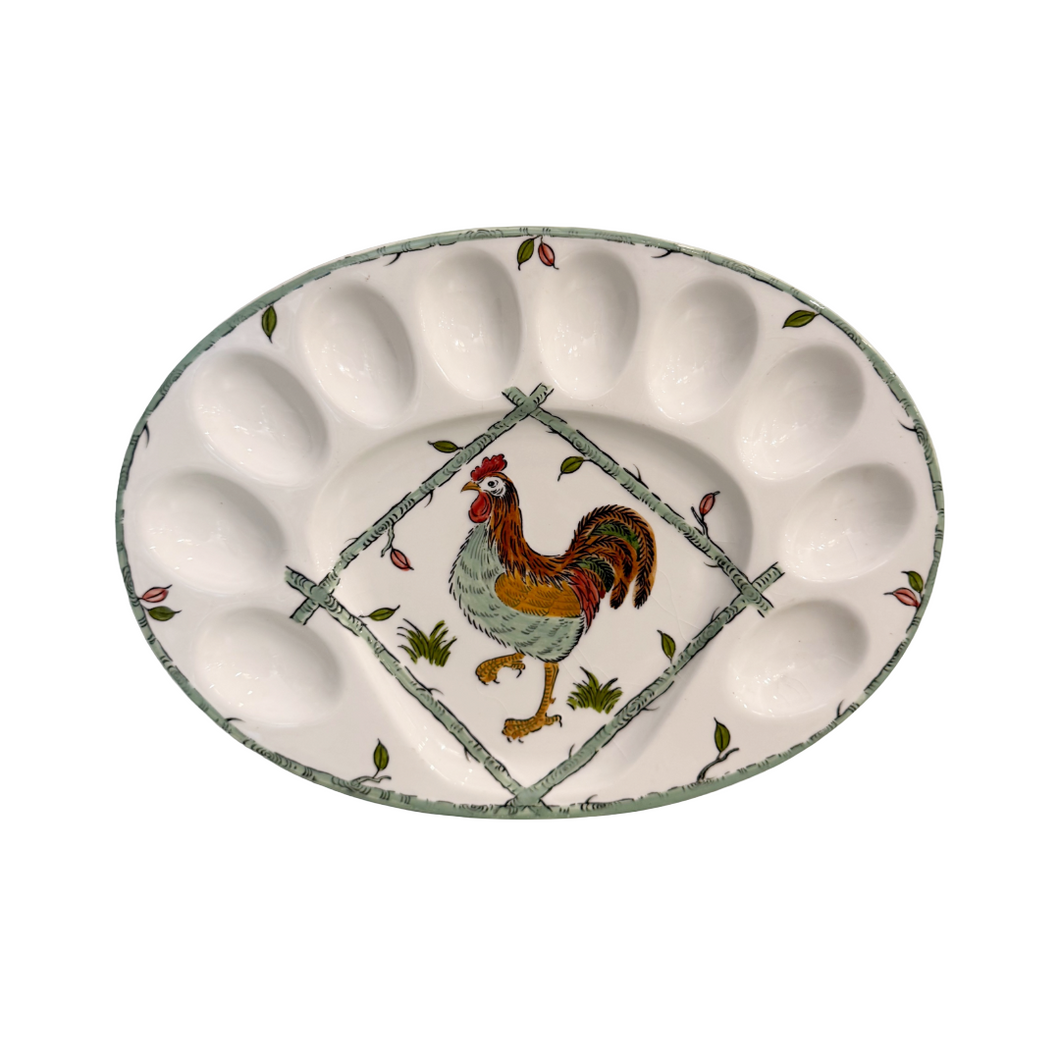 Vintage Rooster Deviled Egg Platter
