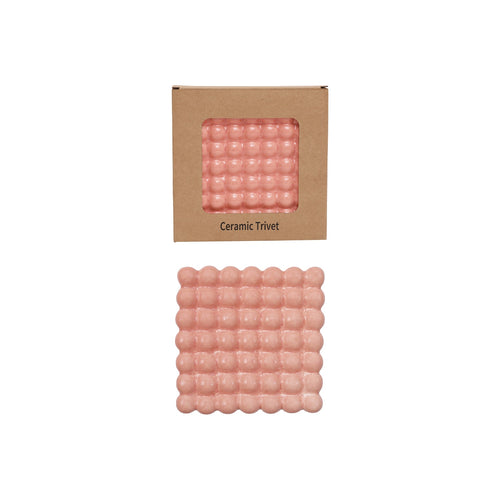 Pink Ceramic Hobnail Trivet/Tray