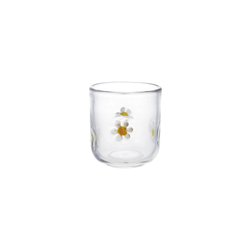 Drinking Glass w Embedded Daisies