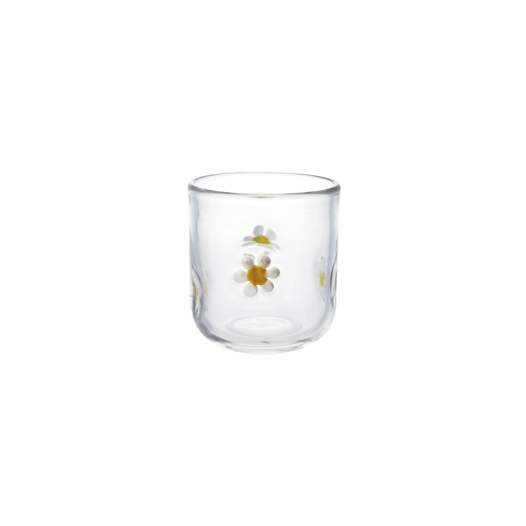 Drinking Glass w Embedded Daisies