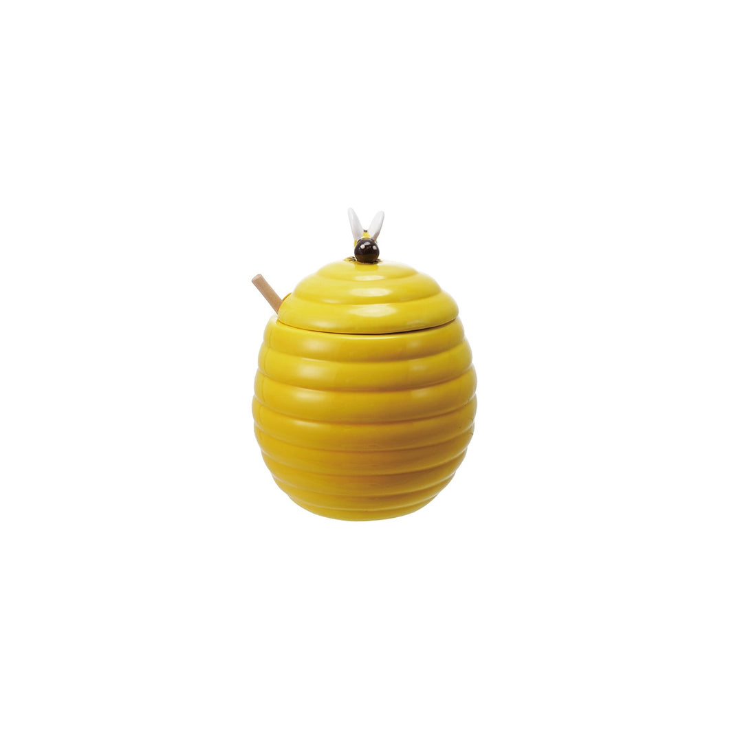 Stoneware Honey Jar w Honey Dipper & Bee