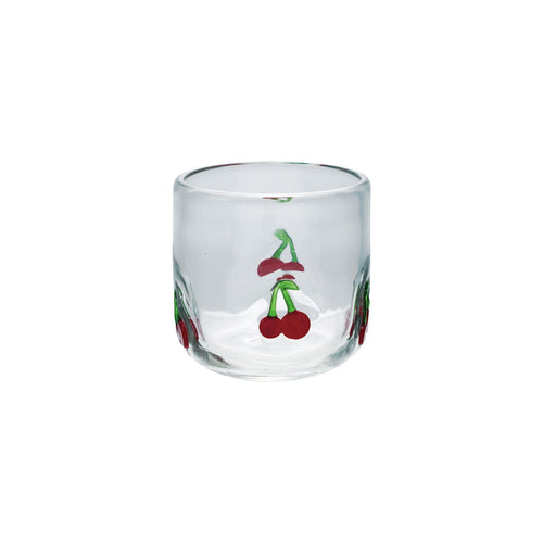 Drinking Glass w Embedded Cherries
