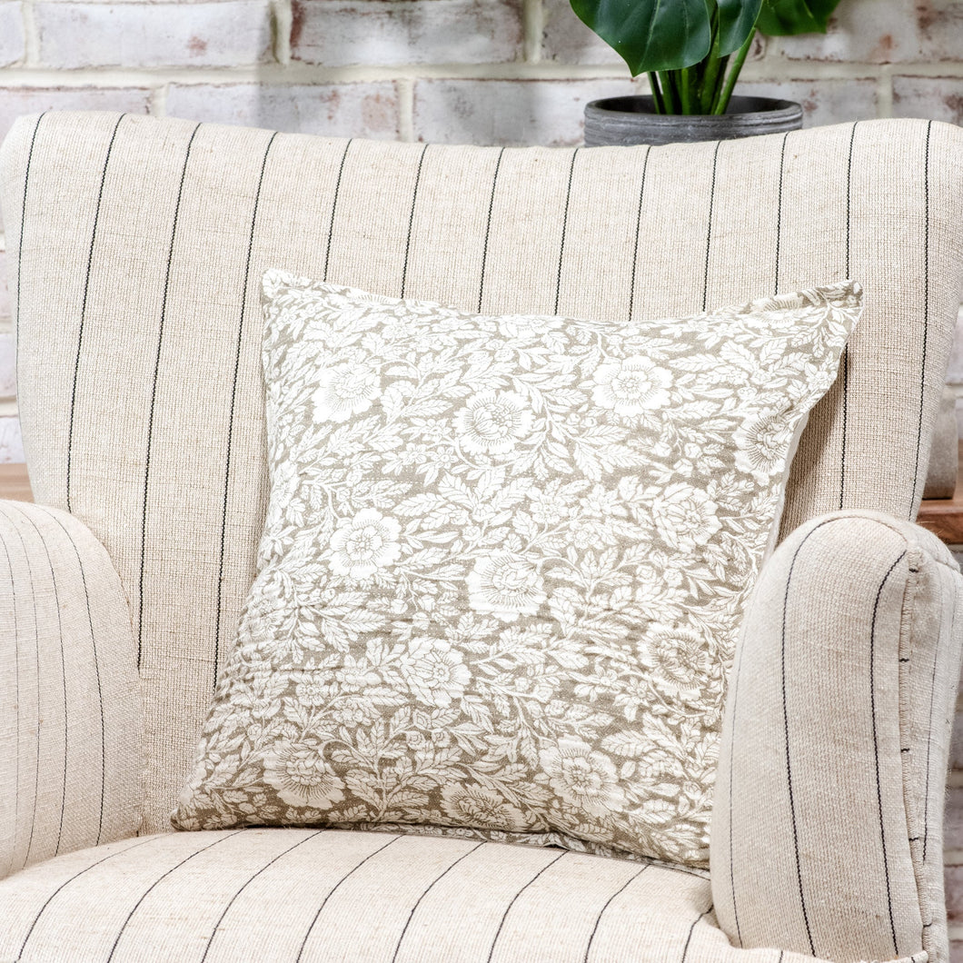 Beige Floral & Leaf Pillow