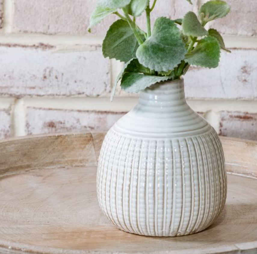 White Textured Bud Vase