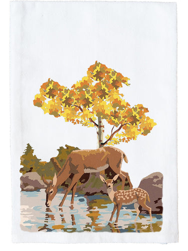 Deer and Fawn PBN Towel