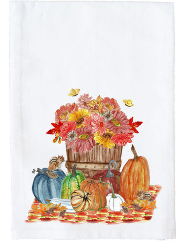 Pumpkins, Flowers and Chhipmunks Kitchen Towel