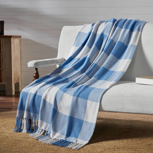 Buffalo Check Blue Woven Throw 50x60