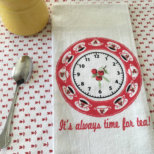 Time for Tea Retro Flour Sack Towel