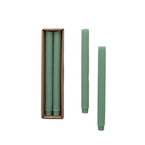 Unscented Mint Hobnail Taper Candles