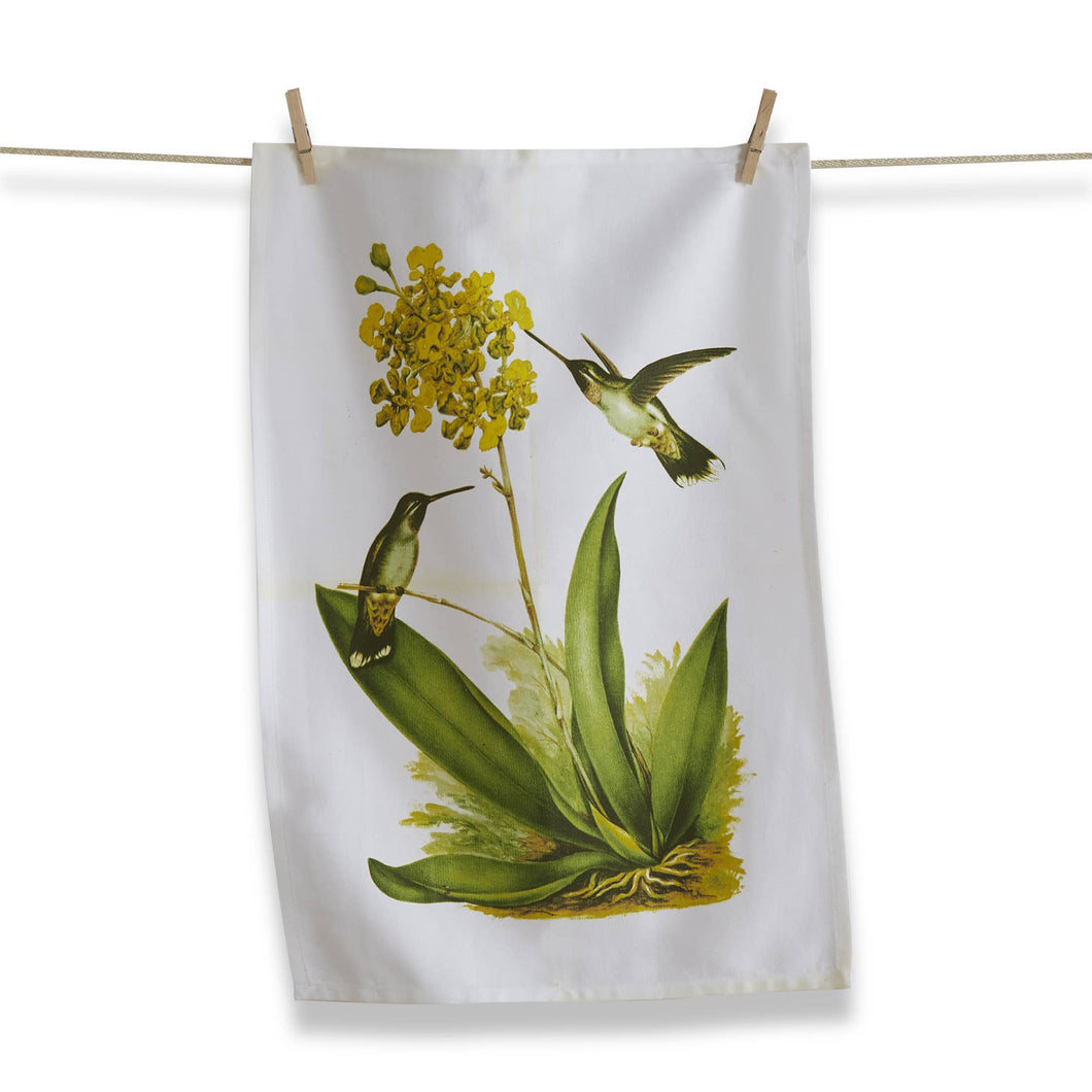 Hummingbird Red Flower Dishtowel