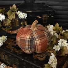 7" SCOTTISH CHECK FABRIC PUMPKIN