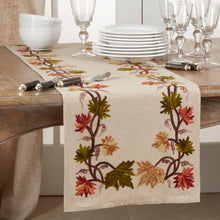 Embroidered Fall Leaf Runner 16"x72"