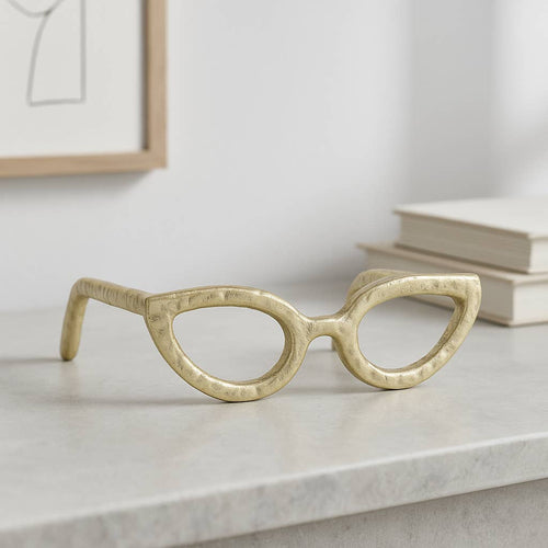 Gold Metal Abstract Cat Eye Glasses