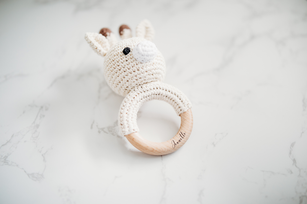 Giraffe Crochet Baby Rattle