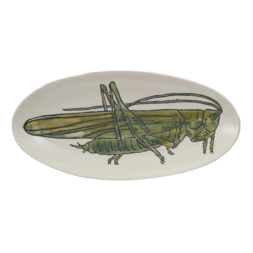 Stoneware Plate w/ Grasshopper