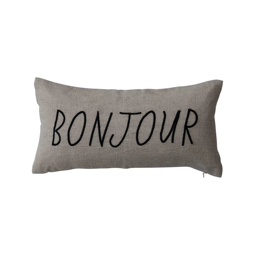 Bonjour Embroidered Pillow