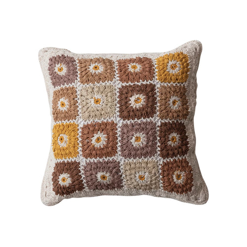 Crocheted Granny Square Pillow