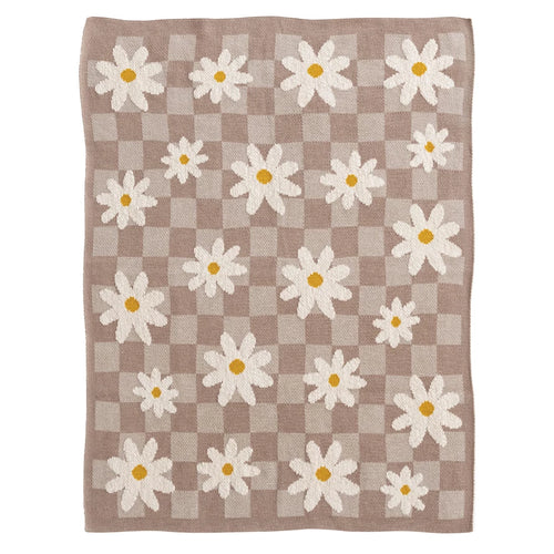 Daisies & Check Baby Blanket