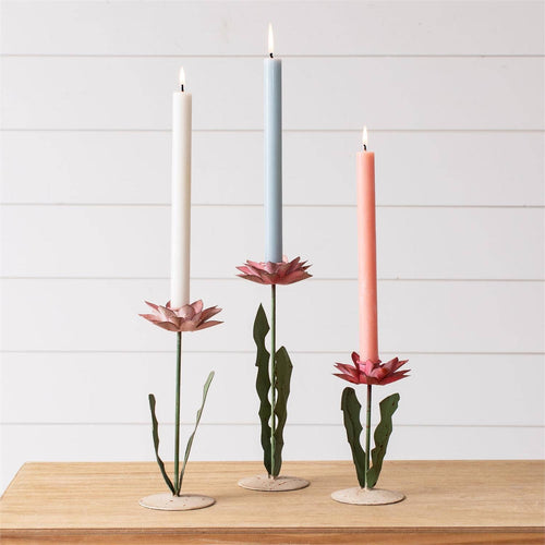 Pink Floral Candle Holder