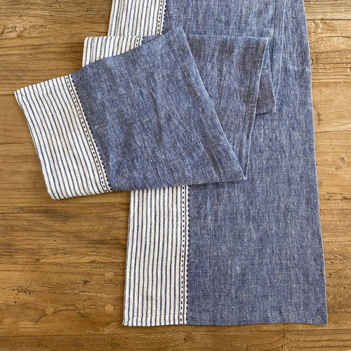 Blue Linen Kitchen Table Runner