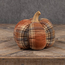 7" SCOTTISH CHECK FABRIC PUMPKIN