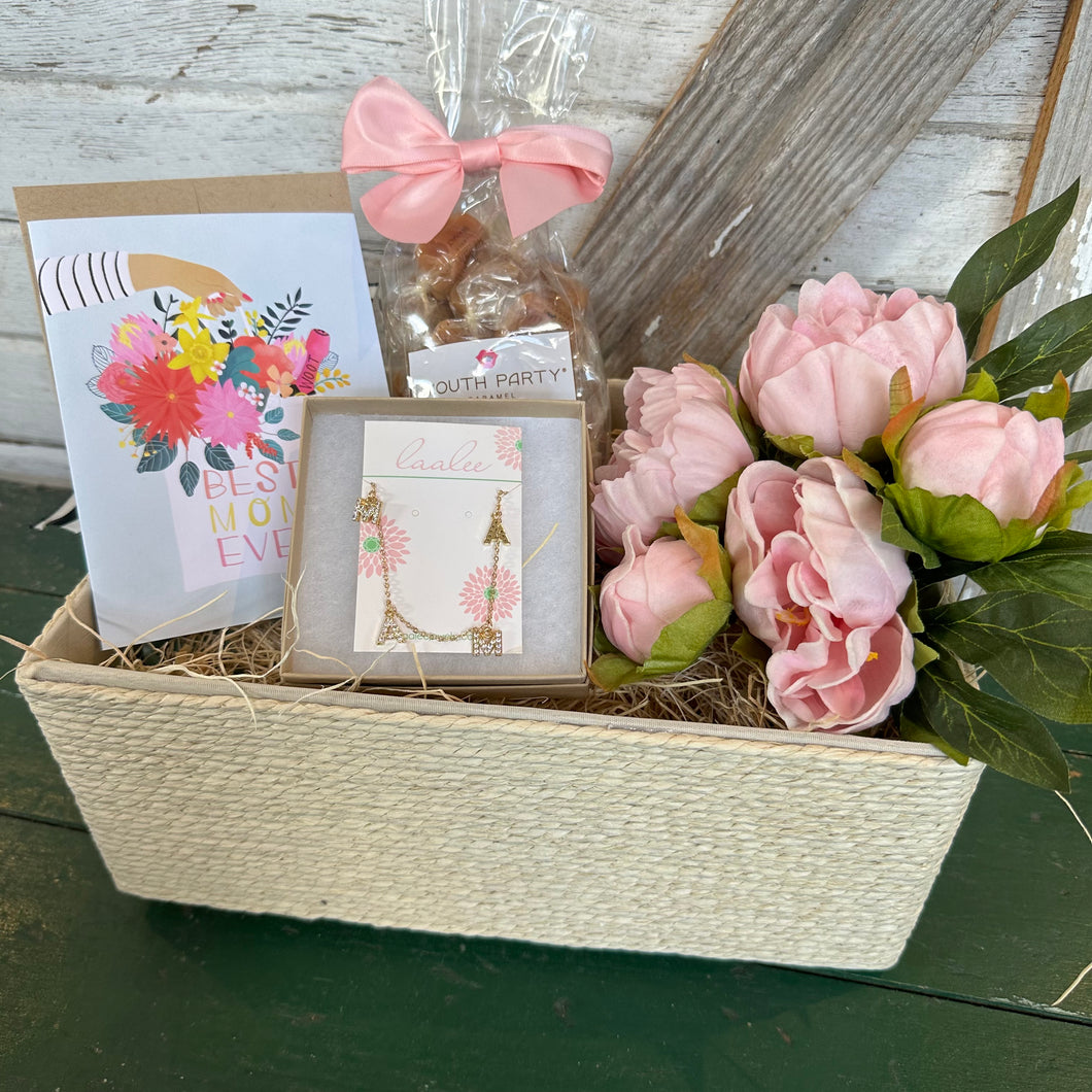 Peony and Mama necklace gift basket