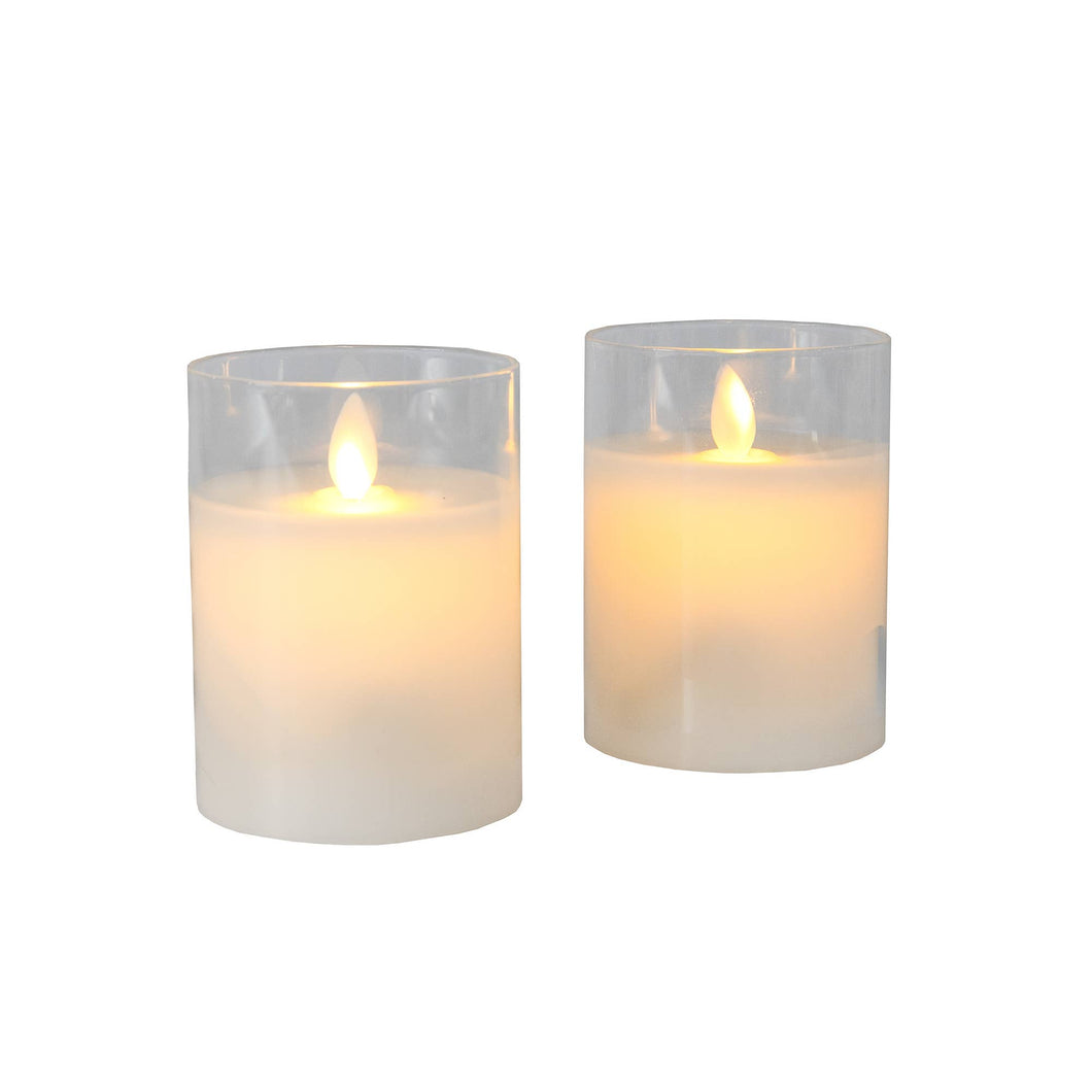 Battery Operated LED Glass Candles with Moving Flame