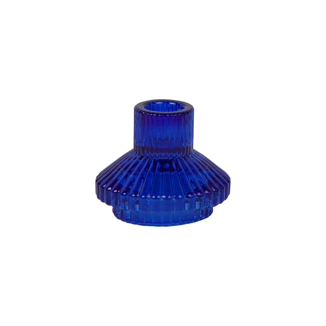 Small Cobalt Blue Glass Candle Holder
