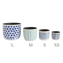 Hand-Painted Stoneware Planters