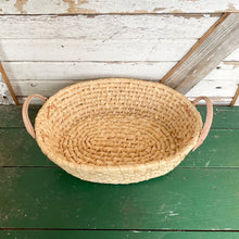 Maize Basket with Faux Leather Straps