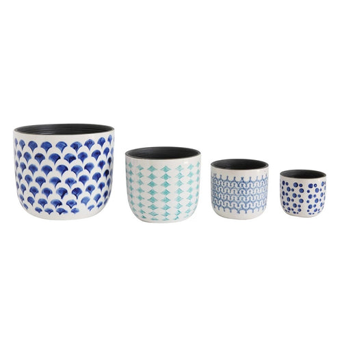 Hand-Painted Stoneware Planters